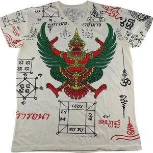 Muay Thai Garuda Tattoo Vibrant Mythical Design T Shirt Men's Large And XL